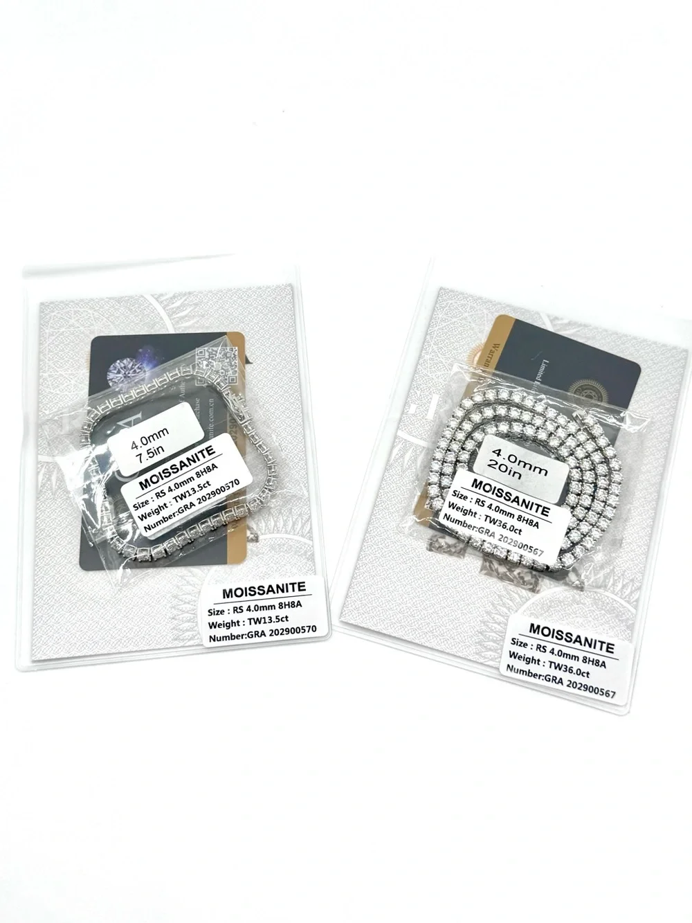 925 Silver, 4mm Moissanite Tennis Chain & Bracelet Set